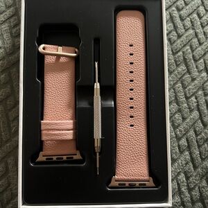 Pink leather Apple Watch band 42mm
